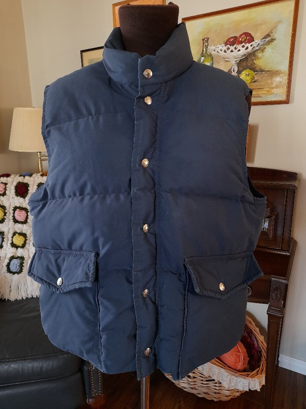 Vintage Blue Puffer Vest Pioneer Feather Lite AS IS Outerwear